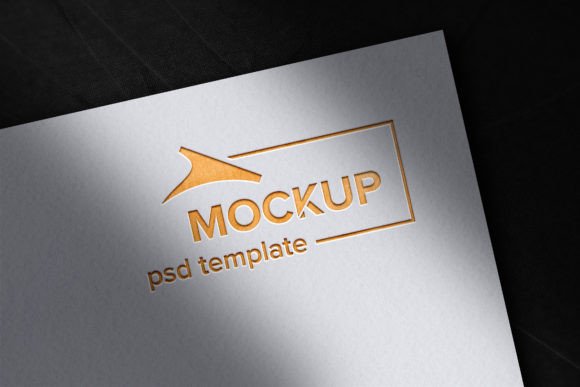 Download Close Up on Cutout Gold Logo Mockup - Gold logo mockup Collection