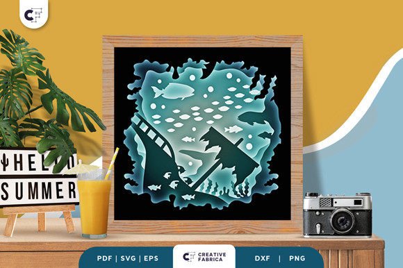 Download Sea Animal 3D Shadow Box Papercut - Animal 3d shadow box Collection