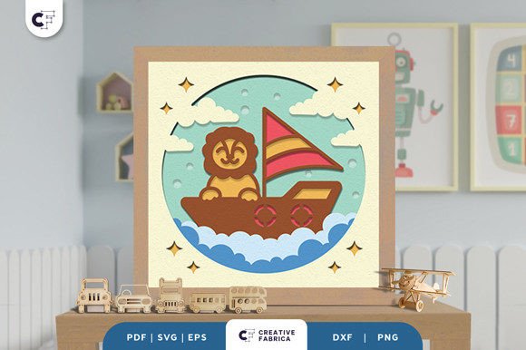 Download Boat Animal 3D Shadow Box SVG - Animal 3d shadow box Collection