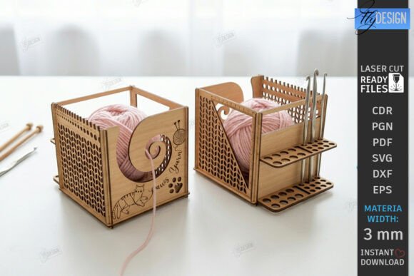 Download Wooden Yarn Organizer Box Laser Cut SVG - Premium Resources