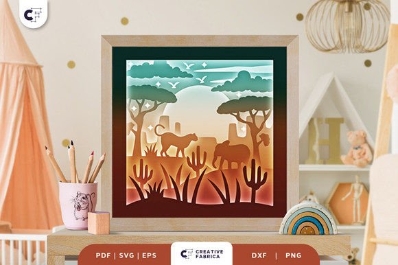 Download African Animal 3D Shadow Box Paper Cut - Premium Bundle