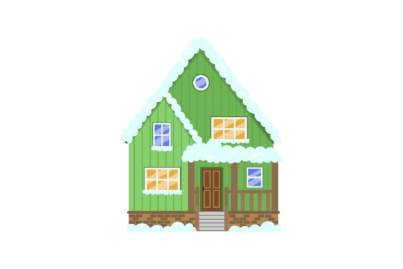 Download Green Wooden Facade of House in Winter - Wooden Collection