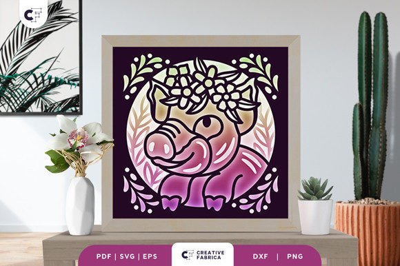 Download Floral Farm Animal 3D Shadow Box Paper - Premium Resources